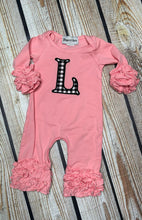 Load image into Gallery viewer, Monogrammed applique ruffled long sleeve set
